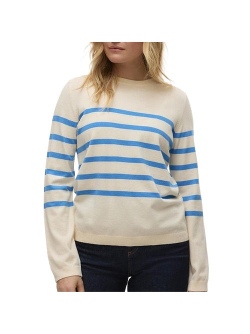 Vero Moda Saba Dames Trui Ecru/Blauw - Kiabi Vero Moda Saba Dames Trui Ecru/Blauw - Kiabi