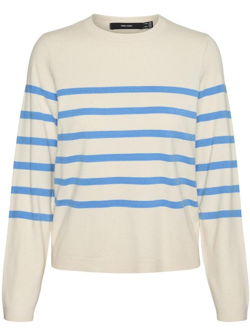 Vero Moda Saba Dames Trui Ecru/Blauw Ecru - Kiabi