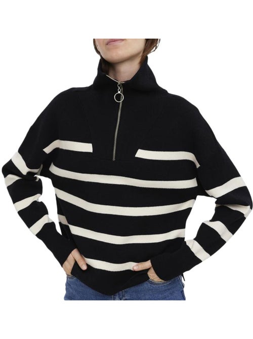 Vero Moda Saba Dames Trui Zwart/Beige - Kiabi Vero Moda Saba Dames Trui Zwart/Beige - Kiabi
