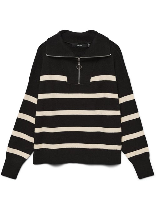 Vero Moda Saba Dames Trui Zwart/Beige - Kiabi Vero Moda Saba Dames Trui Zwart/Beige - Kiabi