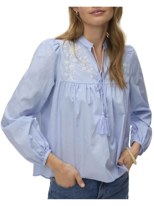 Vero Moda Sascha Blauwe Blouse voor Dames - Kiabi Vero Moda Sascha Blauwe Blouse voor Dames - Kiabi