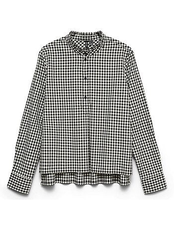 Vero moda sicely geruite damesblouse zwart/wit