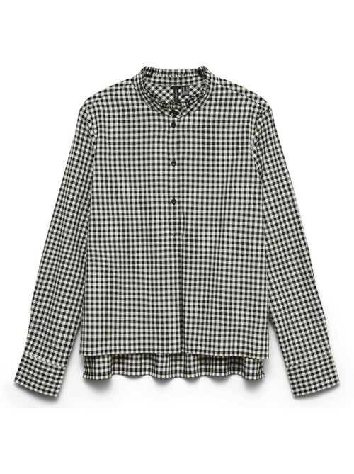 Vero Moda Sicely Geruite Damesblouse Zwart/Wit - Kiabi Vero Moda Sicely Geruite Damesblouse Zwart/Wit - Kiabi