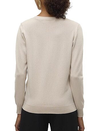Vero moda silje beige damesvest met v-hals