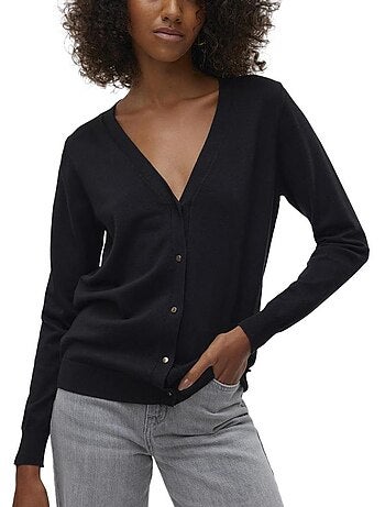 Vero moda silje beige damesvest met v-hals