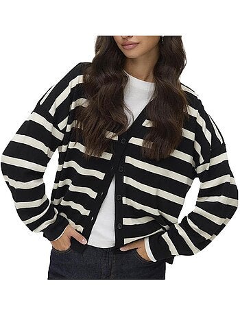 Vero moda silla gestreept ecru/zwart damesvest