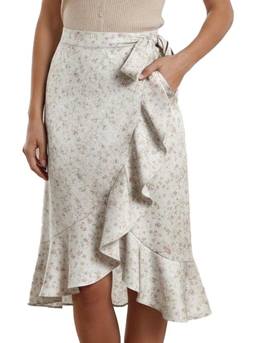 Vero Moda Smilla Witte Bloemenrok Dames - Kiabi Vero Moda Smilla Witte Bloemenrok Dames - Kiabi