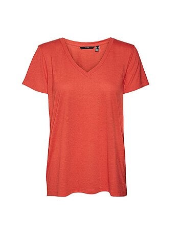 Vero moda spicy koraalrood t-shirt voor dames