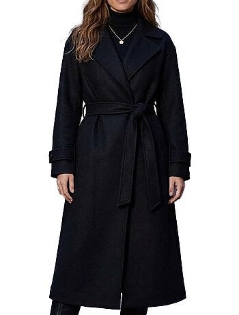 Vero moda vmamanda dames lange zwarte jas met ceintuur