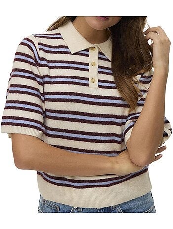 Vero moda vmocanna dames trui beige/blauw/bordeaux