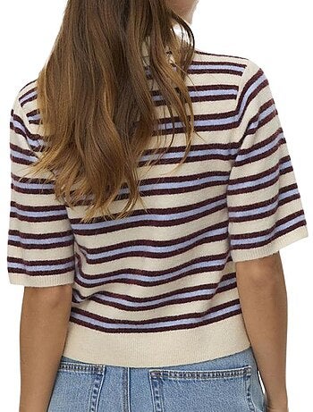 Vero moda vmocanna dames trui beige/blauw/bordeaux