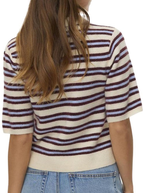 Vero moda vmocanna dames trui beige/blauw/bordeaux - Kiabi Vero moda vmocanna dames trui beige/blauw/bordeaux - Kiabi