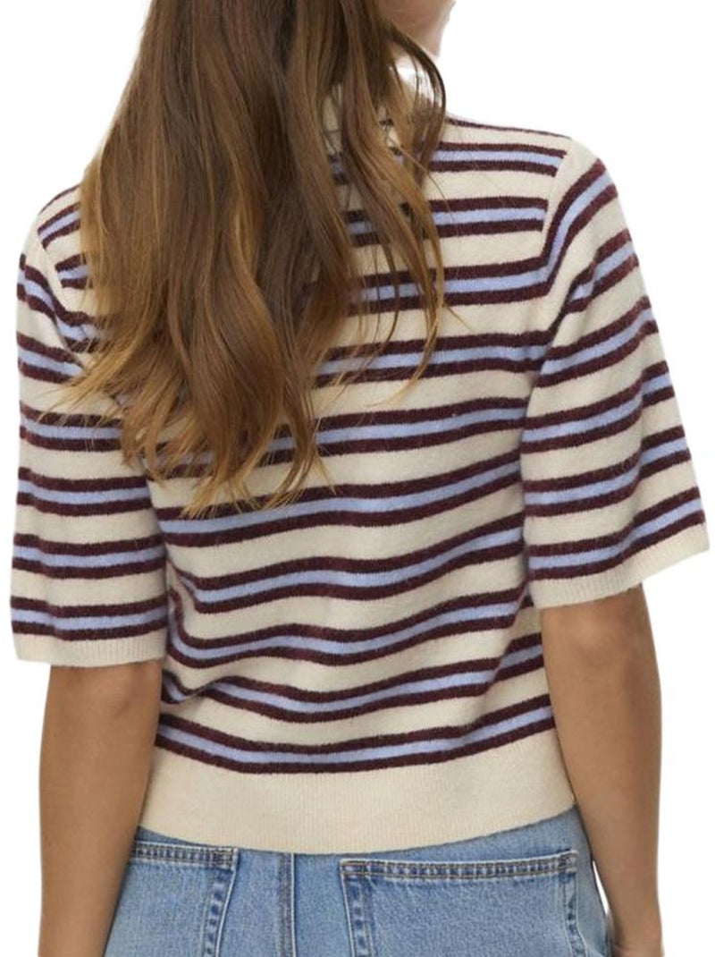 Vero moda vmocanna dames trui beige/blauw/bordeaux Beige - Kiabi
