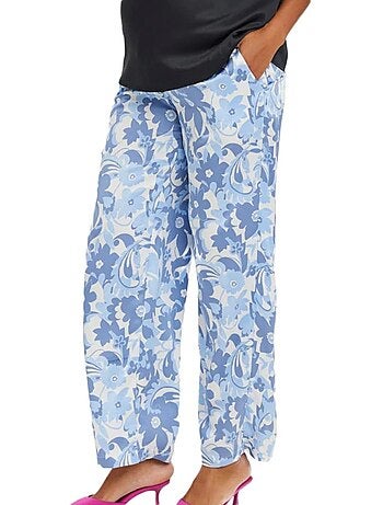 Vero moda zwangerschapsbroek mulla met blauw-wit print