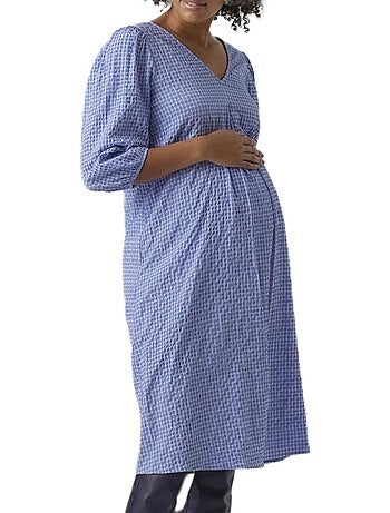 Vero moda zwangerschapsjurk wit/blauw kuitlengte