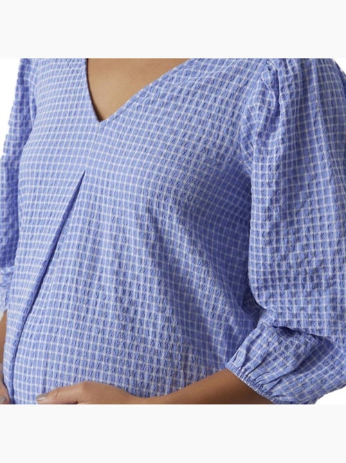 Vero Moda Zwangerschapsjurk Wit/Blauw Kuitlengte - Kiabi Vero Moda Zwangerschapsjurk Wit/Blauw Kuitlengte - Kiabi
