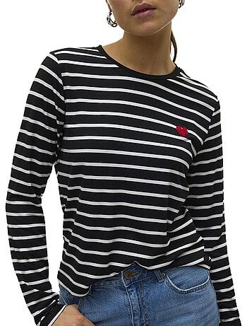 Vero moda zwarte top snclara heart t-shirt