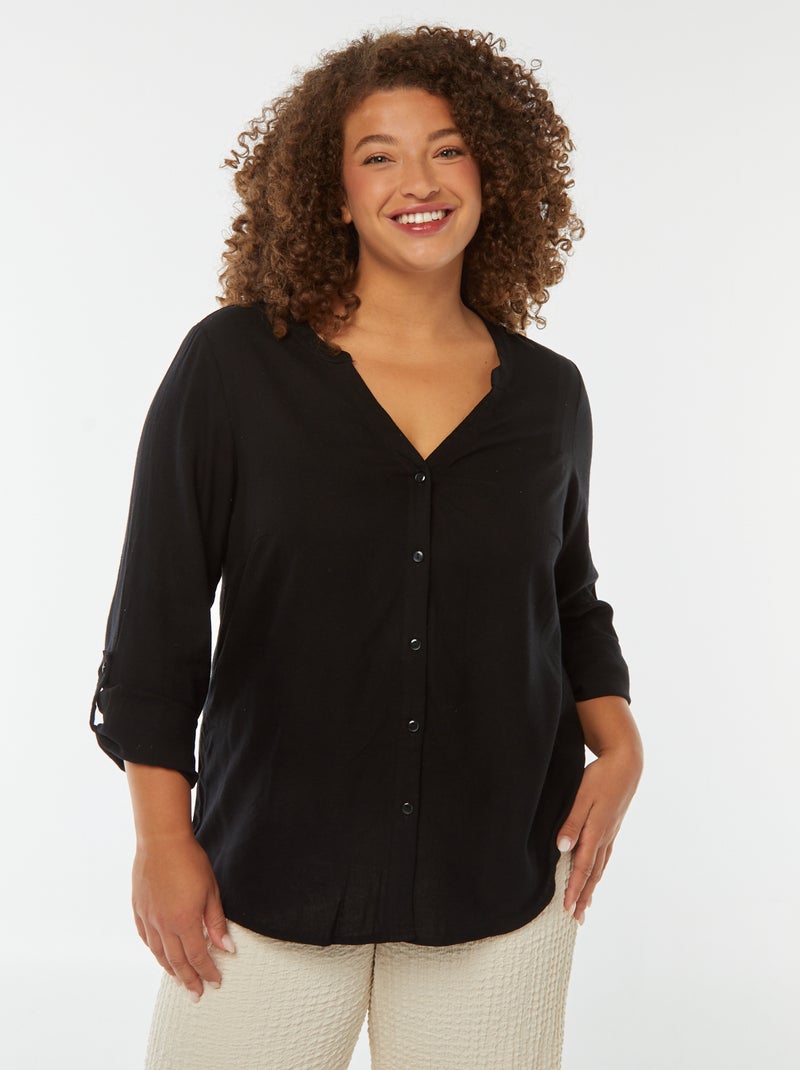 Veromoda | Blouse van gemengd linnen ZWART - Kiabi