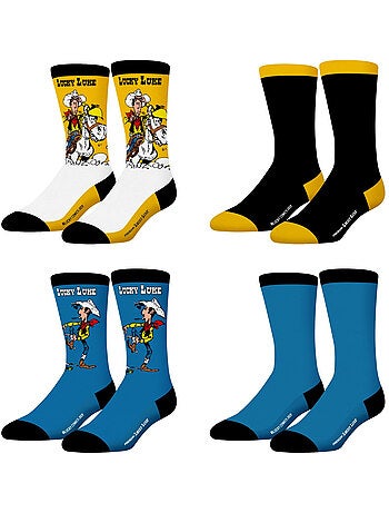 Verpakking met 4 paar lucky luke sokken