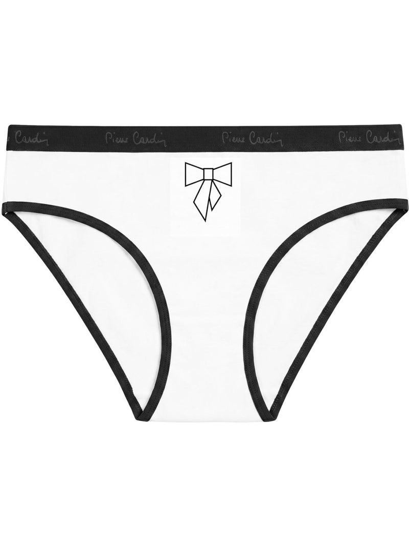 Verpakking van 3 damesonderbroeken van effen en bedrukt katoen met een dunne tailleband van 2 cm Zwart - Kiabi