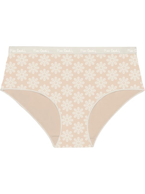 Verpakking van 3 effen katoenen damesonderbroeken met print en een dunne tailleband van 2 cm - Kiabi