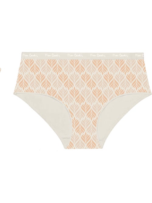Verpakking van 3 effen katoenen damesonderbroeken met print en een dunne tailleband van 2 cm - Kiabi