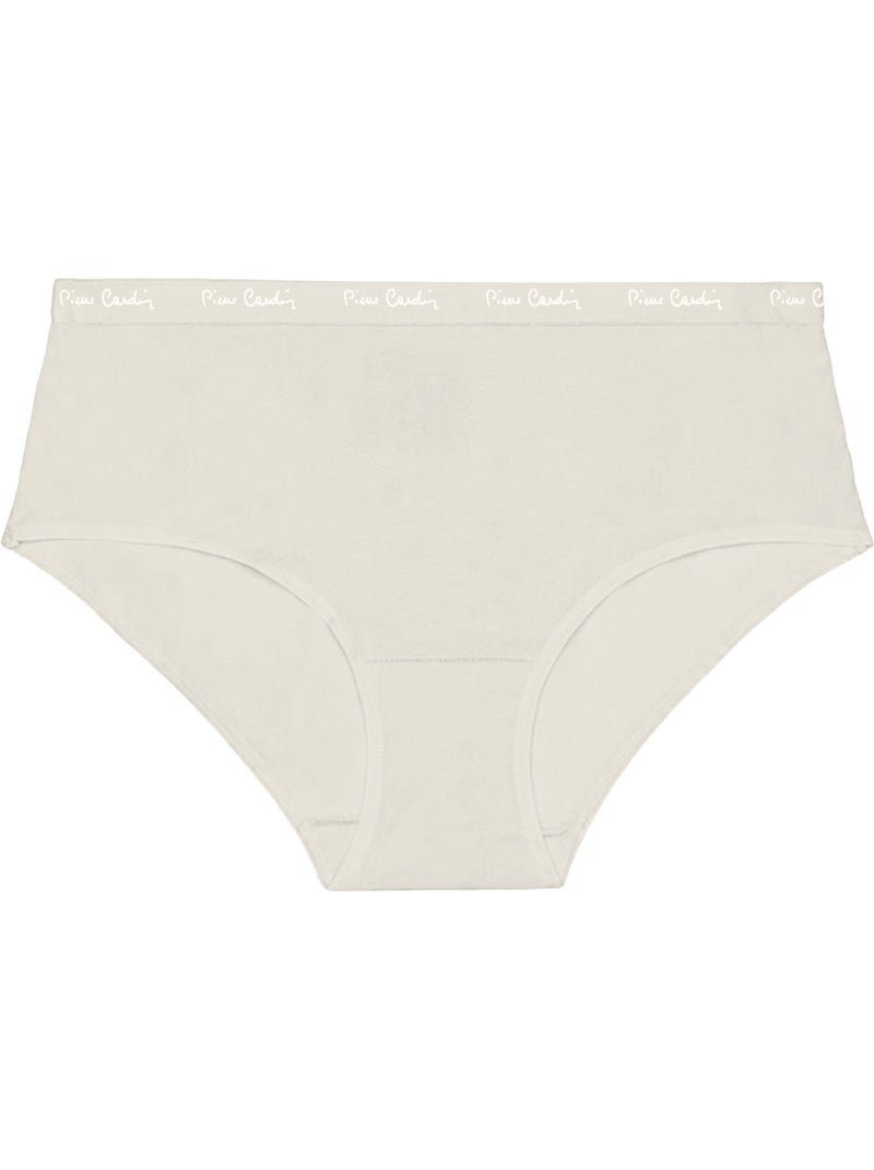 Verpakking van 3 effen katoenen damesonderbroeken met print en een dunne tailleband van 2 cm Beige - Kiabi