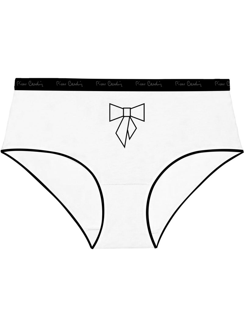 Verpakking van 3 effen katoenen damesonderbroeken met print en een dunne tailleband van 2 cm Zwart - Kiabi