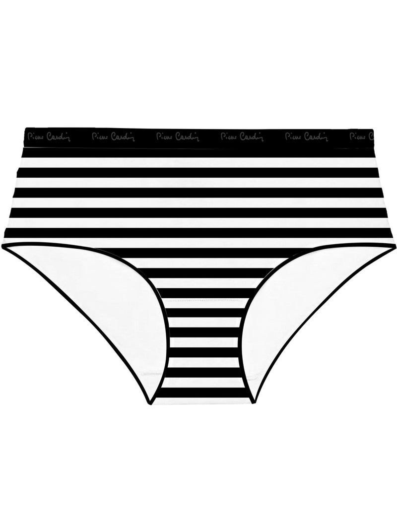 Verpakking van 3 effen katoenen damesonderbroeken met print en een dunne tailleband van 2 cm Zwart - Kiabi