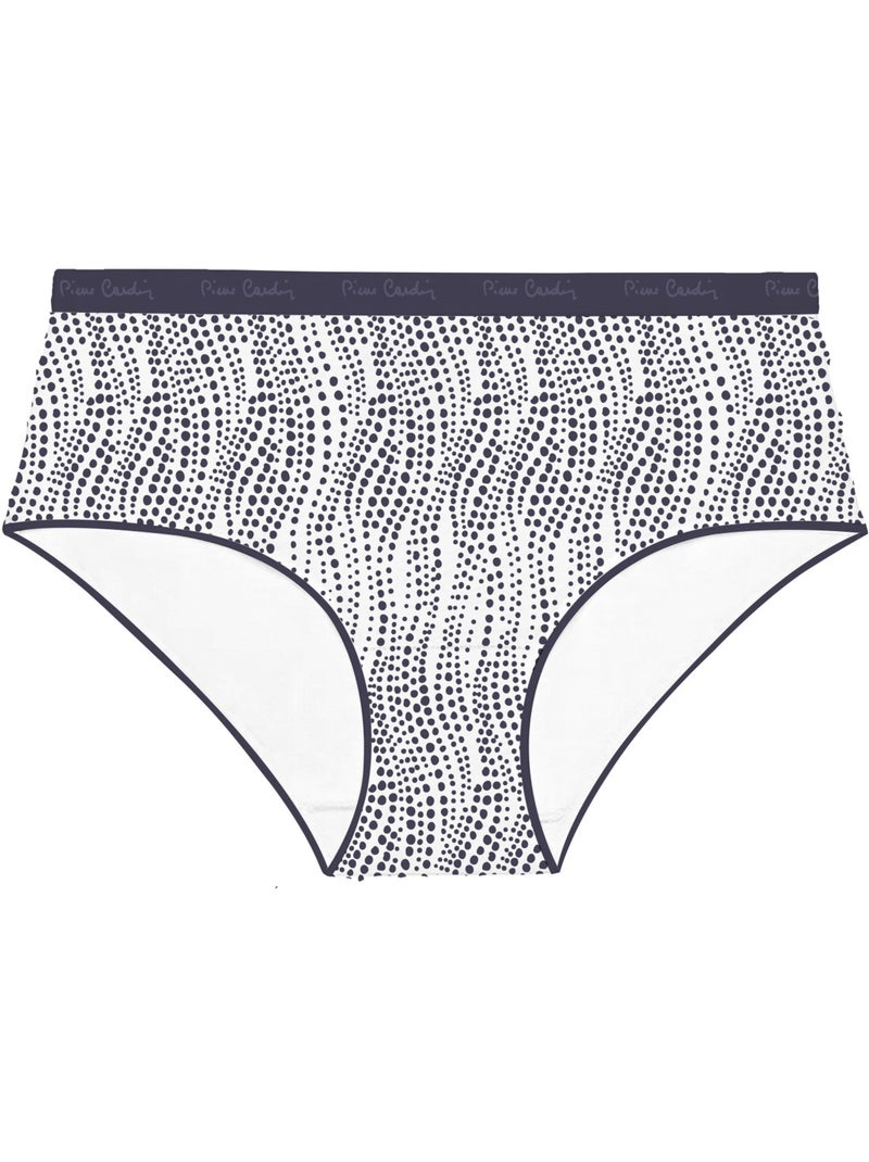 Verpakking van 3 effen katoenen damesonderbroeken met print en een dunne tailleband van 2 cm Zwart - Kiabi