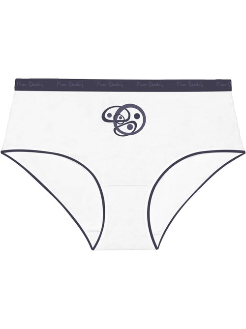 Verpakking van 3 effen katoenen damesonderbroeken met print en een dunne tailleband van 2 cm - Kiabi