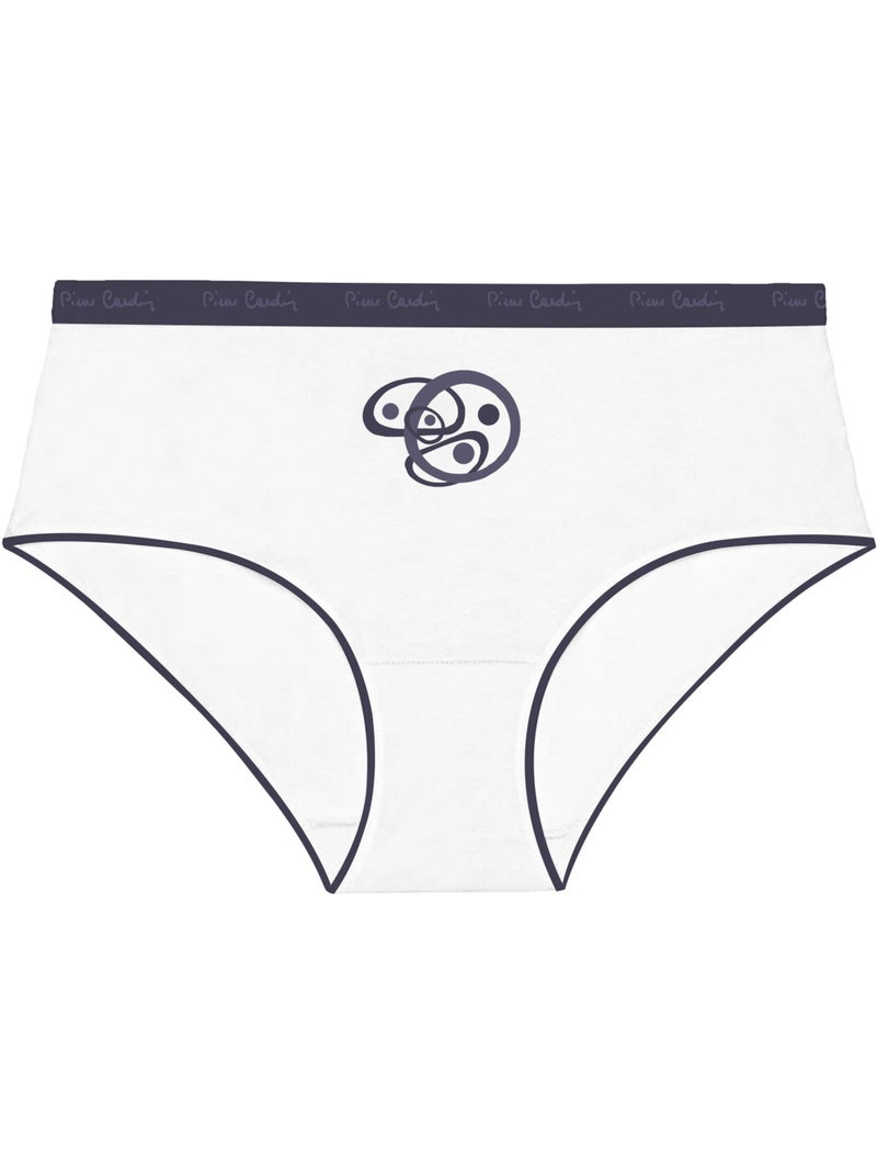 Verpakking van 3 effen katoenen damesonderbroeken met print en een dunne tailleband van 2 cm Zwart - Kiabi