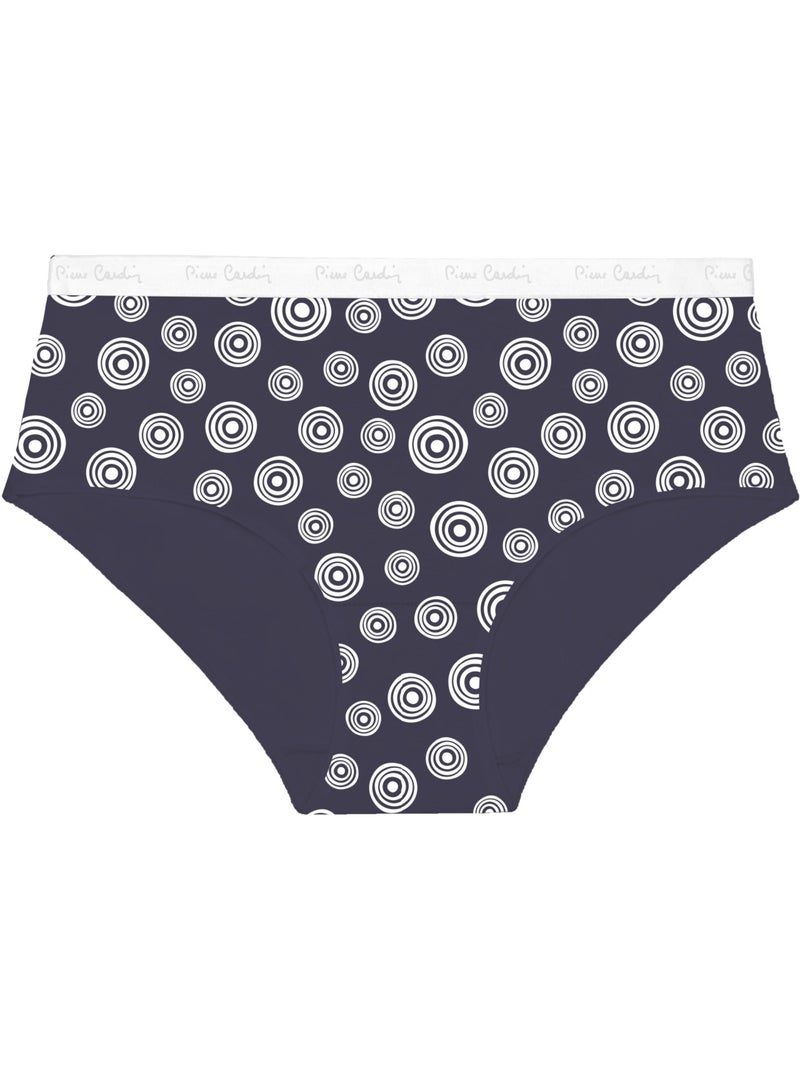 Verpakking van 3 effen katoenen damesonderbroeken met print en een dunne tailleband van 2 cm Zwart - Kiabi