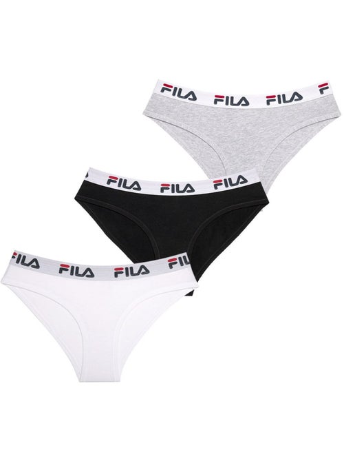 Verpakking van 3 fila katoenen damesonderbroeken fu6043 in grijs, zwart en wit. - Kiabi