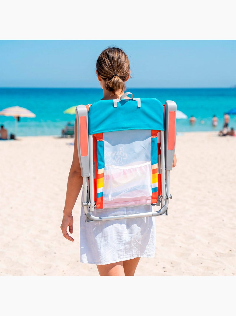 Verstelbare strandstoel 50x60x85 cm, met opbergvakken Multicolor - Kiabi