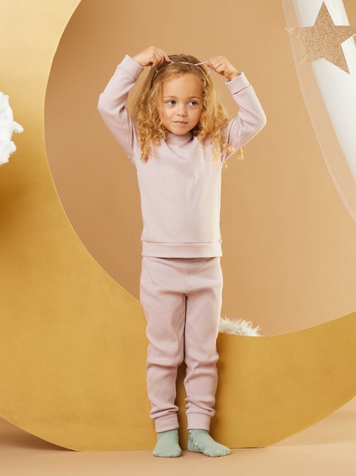Verstelbare, tweedelige pyjama met ribbeltextuur - 2-delig - Kiabi