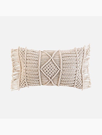 Verwijderbaar kussen met franjes en macramé