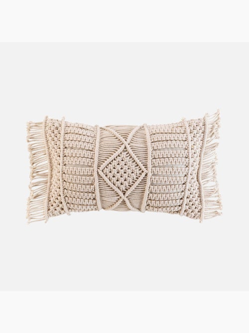 Verwijderbaar kussen met franjes en macramé - Kiabi Verwijderbaar kussen met franjes en macramé - Kiabi