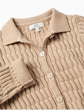 Vest cardigan in kabel- en opengewerkt breisel