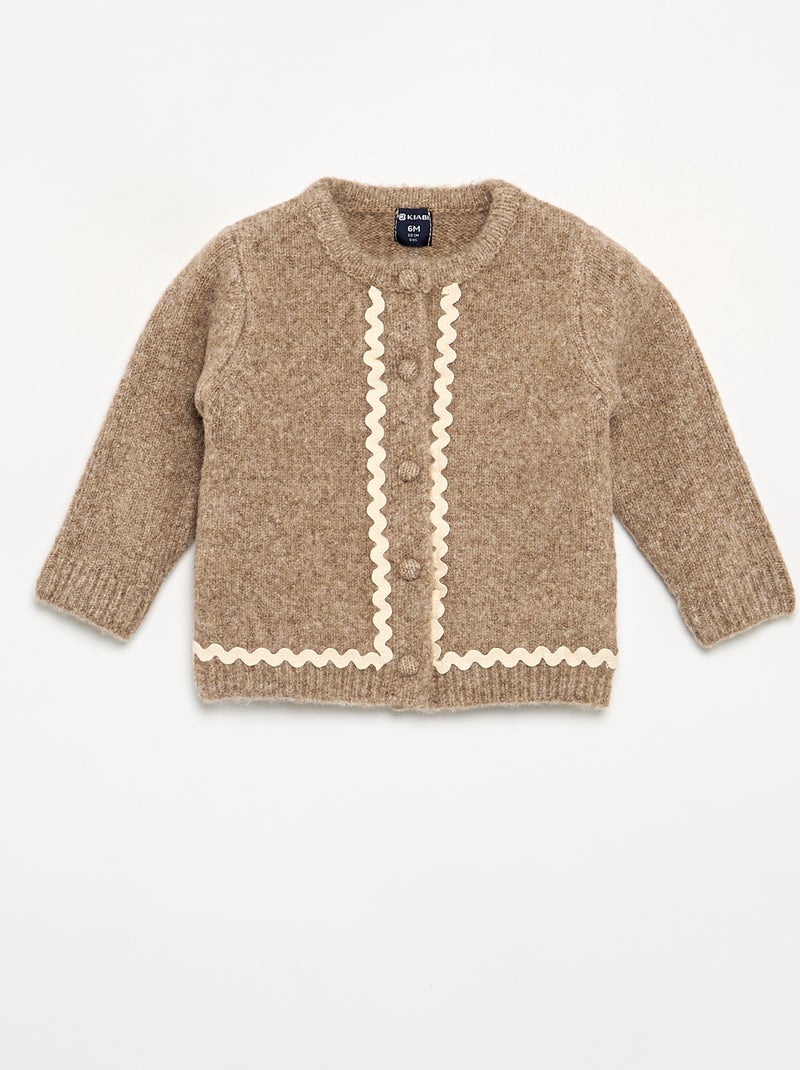 Vest met contrasterende bies Bruin - Kiabi