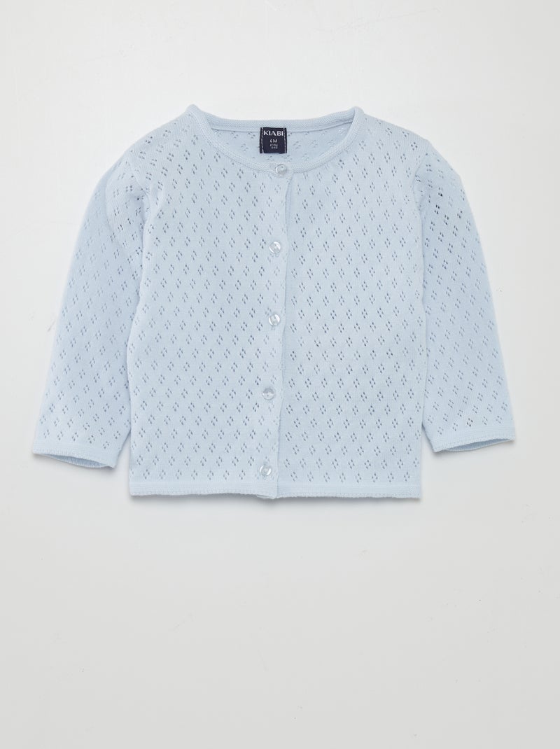 Vest met fijn ajourmotiefje BLAUW - Kiabi