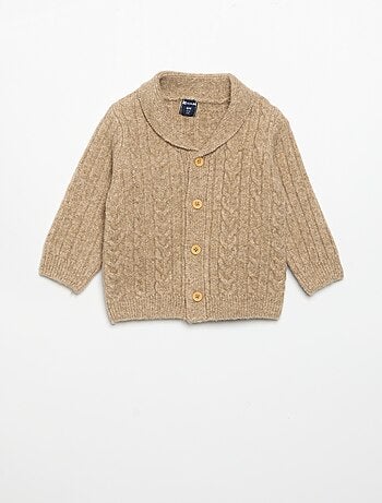 Vest met kabelmotief en sjaalkraag