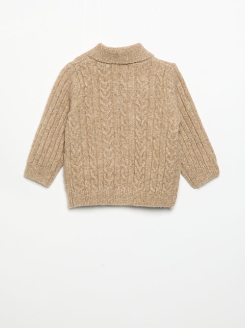 Vest met kabelmotief en sjaalkraag - Kiabi