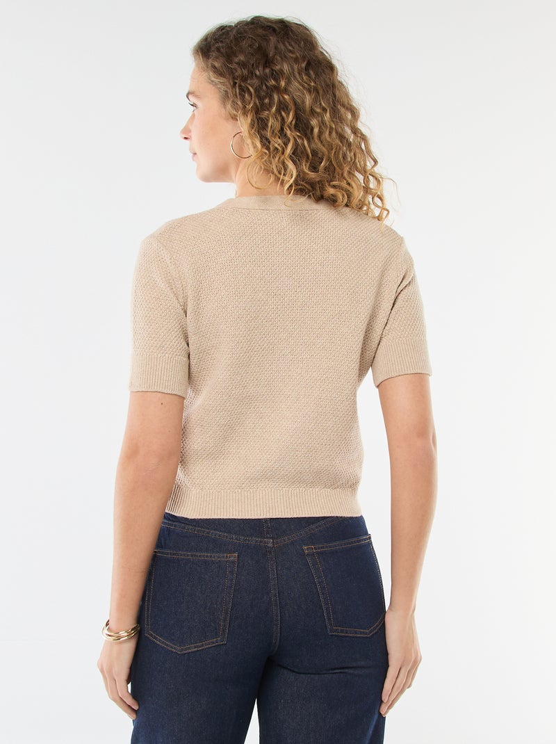 Vest met korte mouwen en fantasieknopen Biege - Kiabi