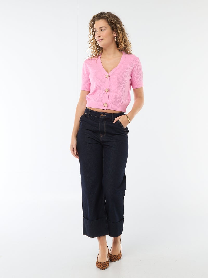 Vest met korte mouwen en fantasieknopen Rose - Kiabi