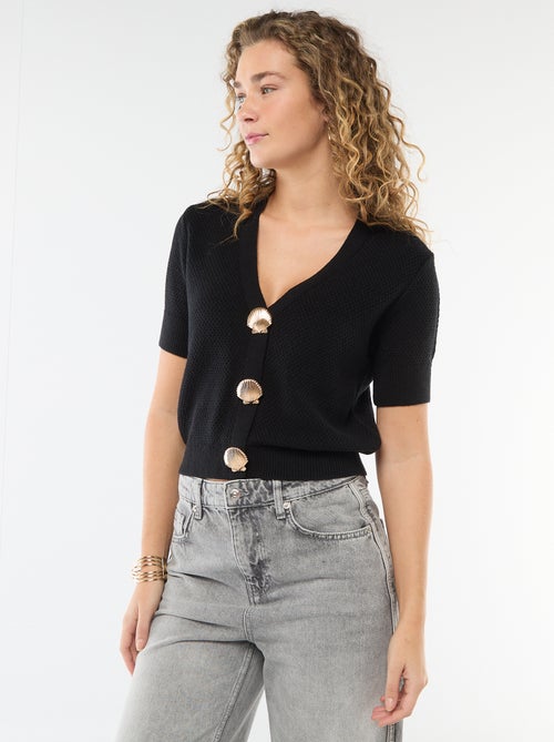 Vest met korte mouwen en fantasieknopen - Kiabi