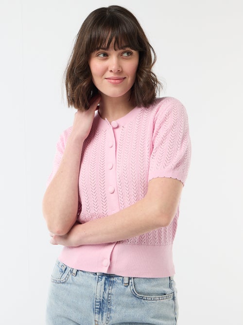 Vest met korte mouwen van ajourgebreide stof - Kiabi