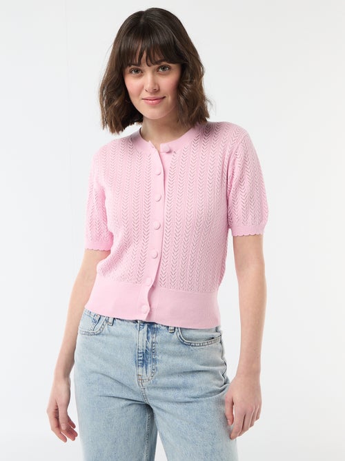 Vest met korte mouwen van ajourgebreide stof - Kiabi