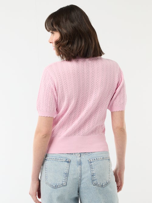 Vest met korte mouwen van ajourgebreide stof - Kiabi