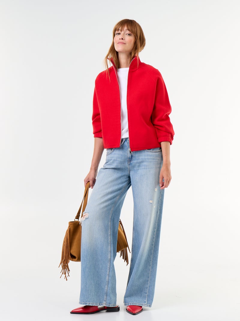 Vest met opstaande kraag en rits Rood - Kiabi